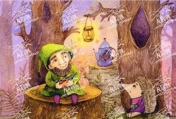 Чайпитие с гномом (художник Марина Чопяк)